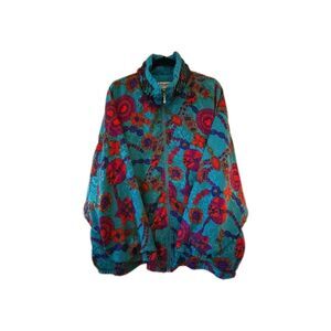 Vtg Lavon Cheerful Corp Jacket Jersey Top Suit Track Green Windbreaker Women 3X